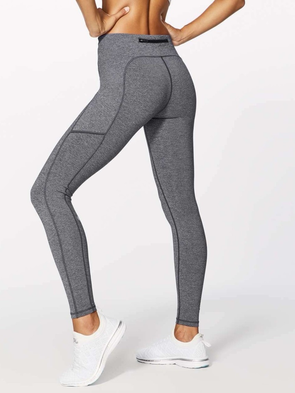 Lululemon Speed Up Tight With Side Pockets And Back Zipper Pocket Heathered Gray
